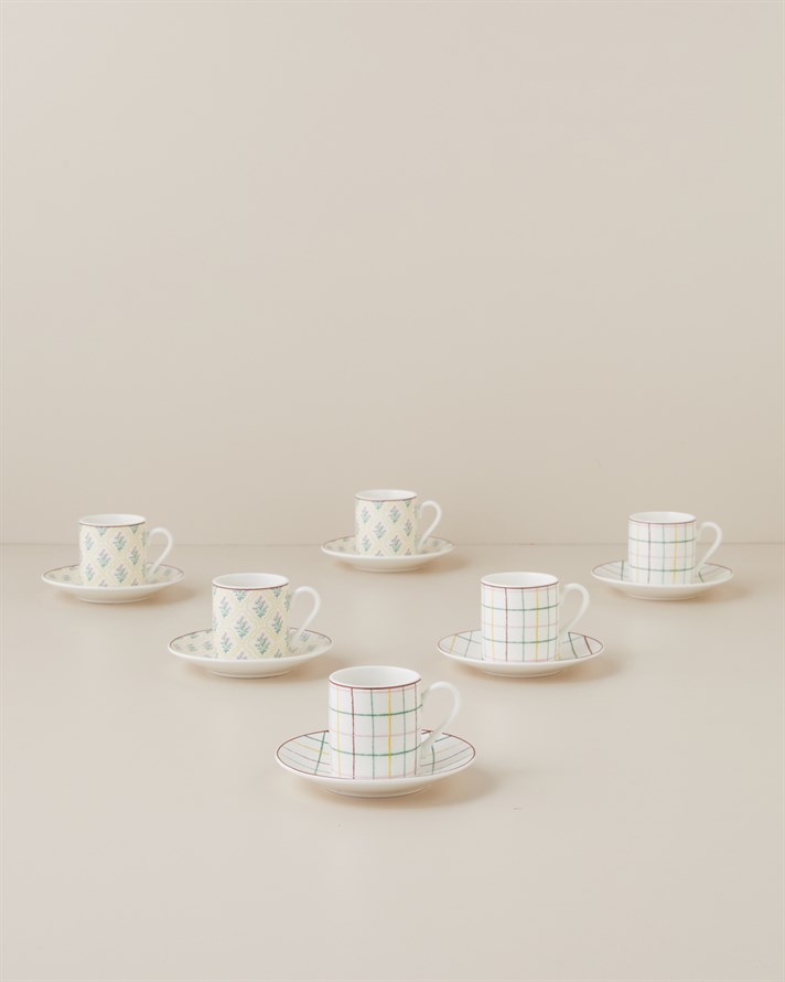 Neva Flora New Bone China 12 Parça 6 Kişilik Kahve Fincan Takımı 80 ml Renkli
