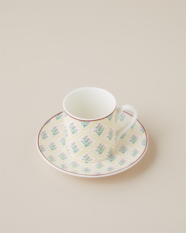 Neva Flora New Bone China 12 Parça 6 Kişilik Kahve Fincan Takımı 80 ml Renkli