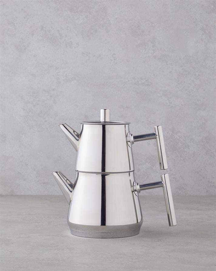 New Aden Çelik Çaydanlık Silver