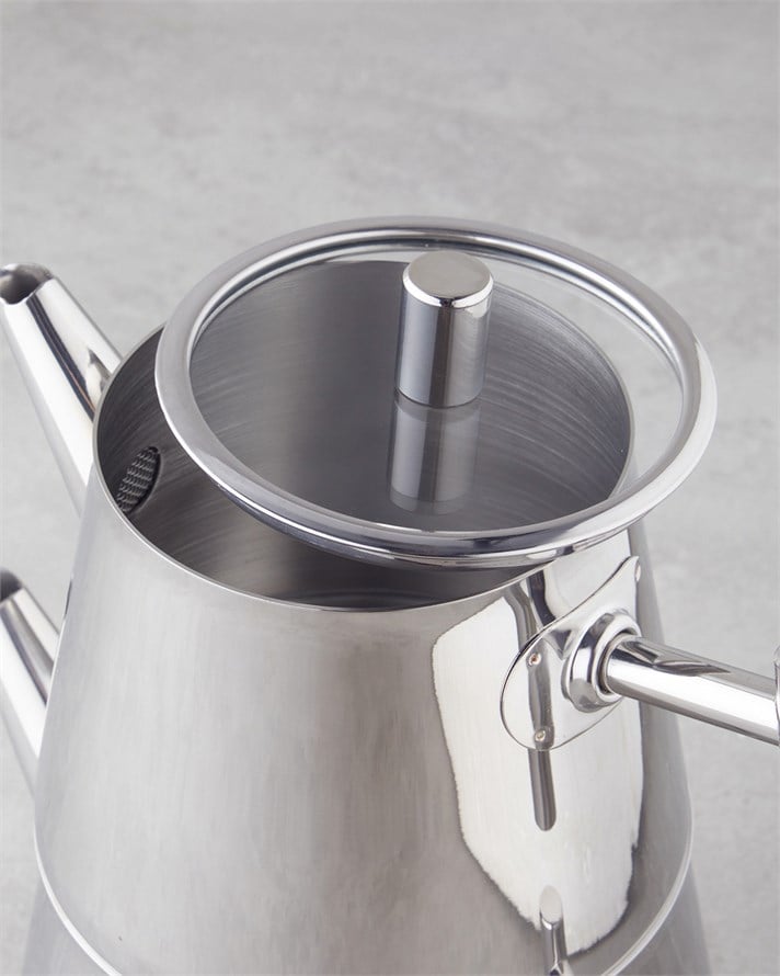 New Aden Çelik Çaydanlık 1,25 L - 2,50 L Silver
