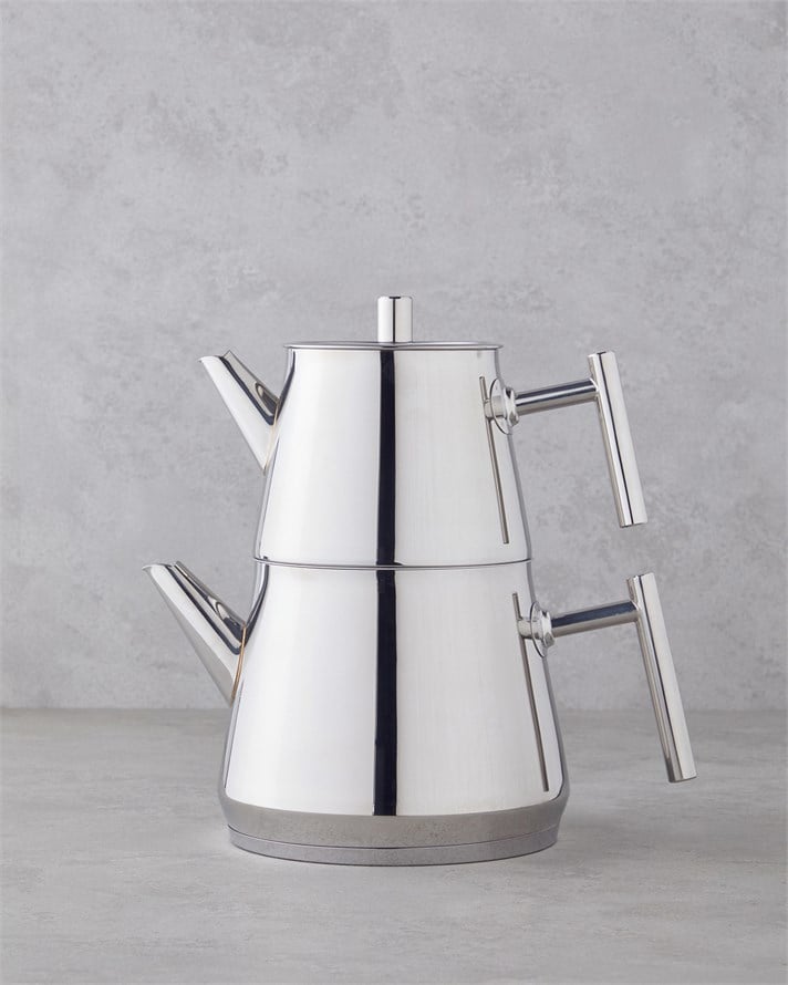 New Aden Çelik Çaydanlık 1,25 L - 2,50 L Silver