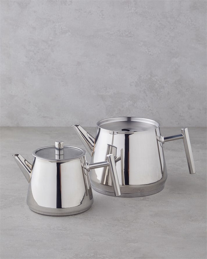 New Aden Çelik Çaydanlık 1,25 L - 2,50 L Silver