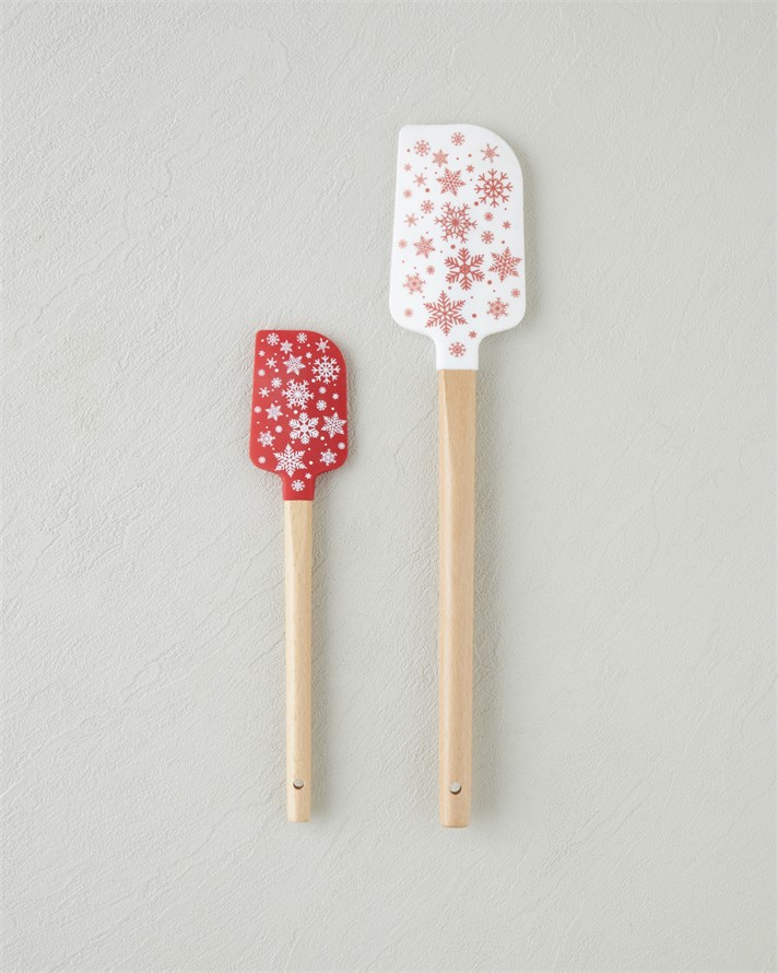New Year Joy Silikon 2 Parça Servis Gereci 32,1x22,7 cm Kırmızı - Beyaz