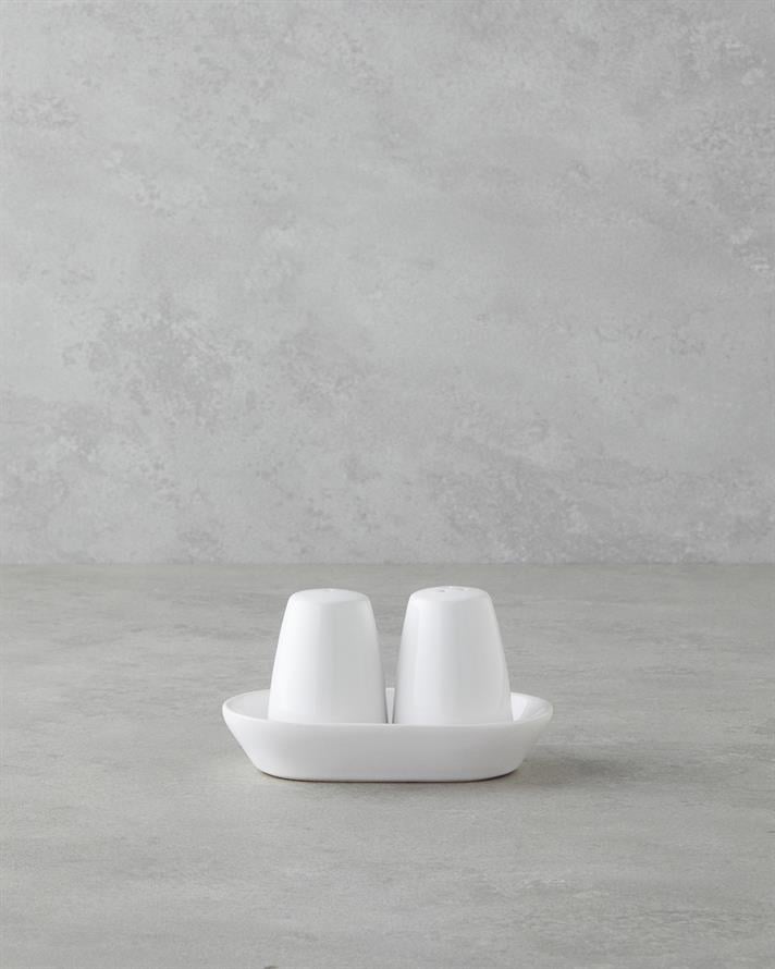 Nimbus Seramik 2li Tuzluk - Biberlik 14x8 cm Beyaz