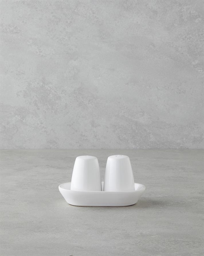 Nimbus Seramik 2li Tuzluk - Biberlik 14x8 cm Beyaz