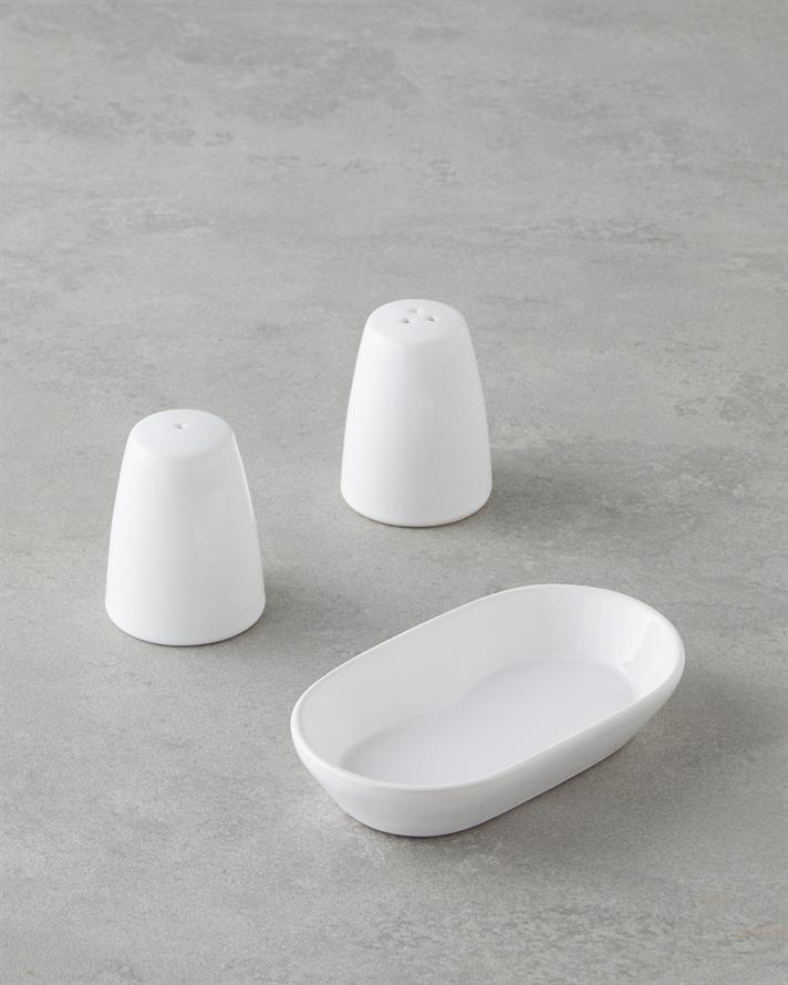 Nimbus Seramik 2li Tuzluk - Biberlik 14x8 cm Beyaz