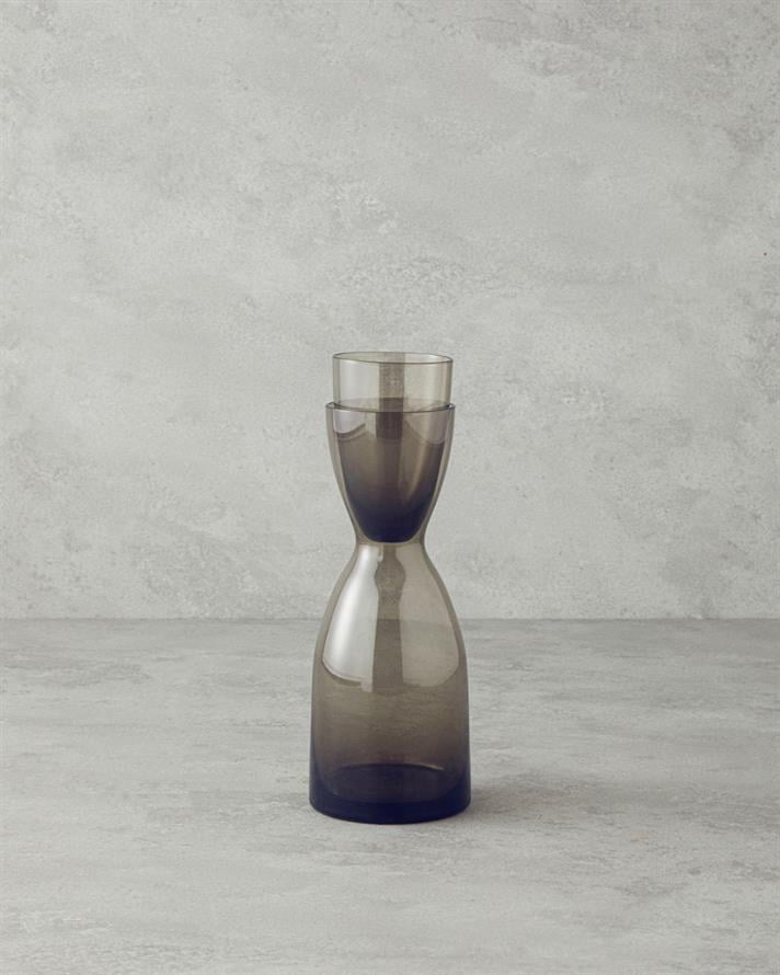 Nish Cam Başucu Sürahi 750 ml + 200 ml Antrasit