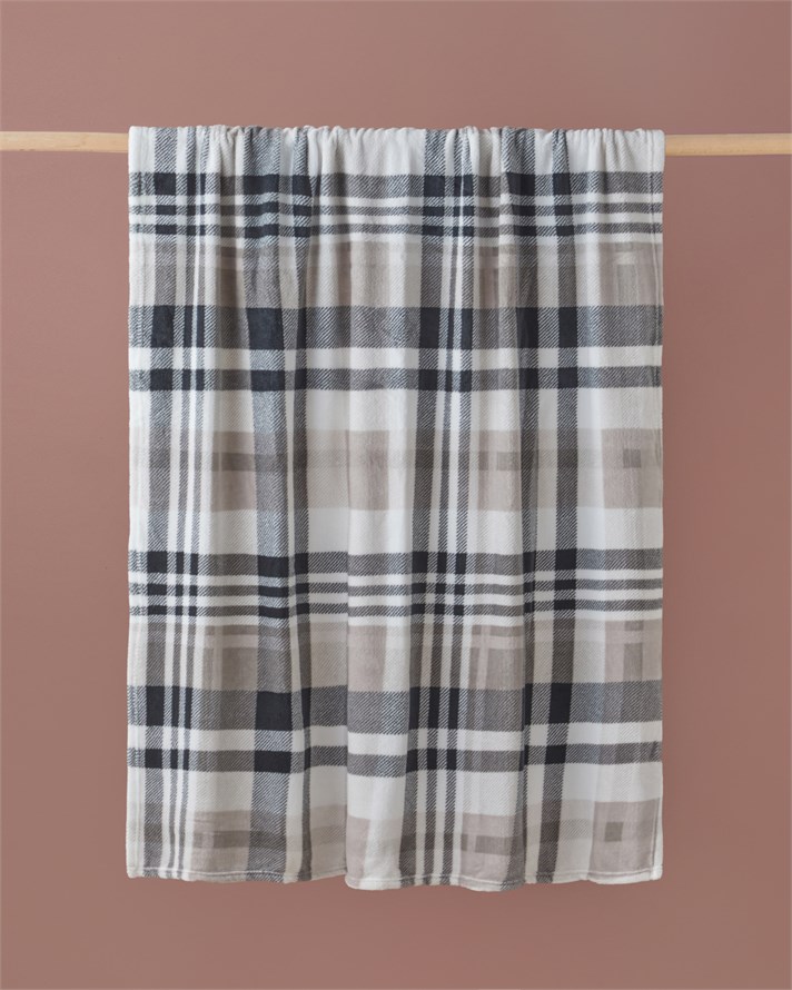 Nora Ekose Baskılı Supersoft Tv Battaniye 120x160 cm Krem-Siyah