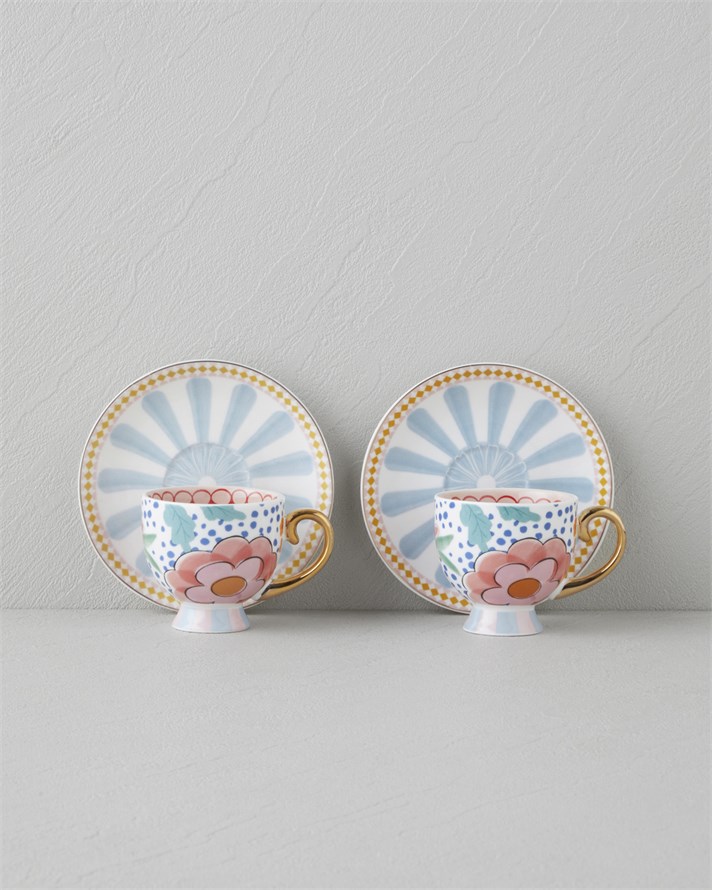 Nostalgic Cherry New Bone China 4 Parça 2 Kişilik Kahve Fincan Takımı 100 ml Renkli
