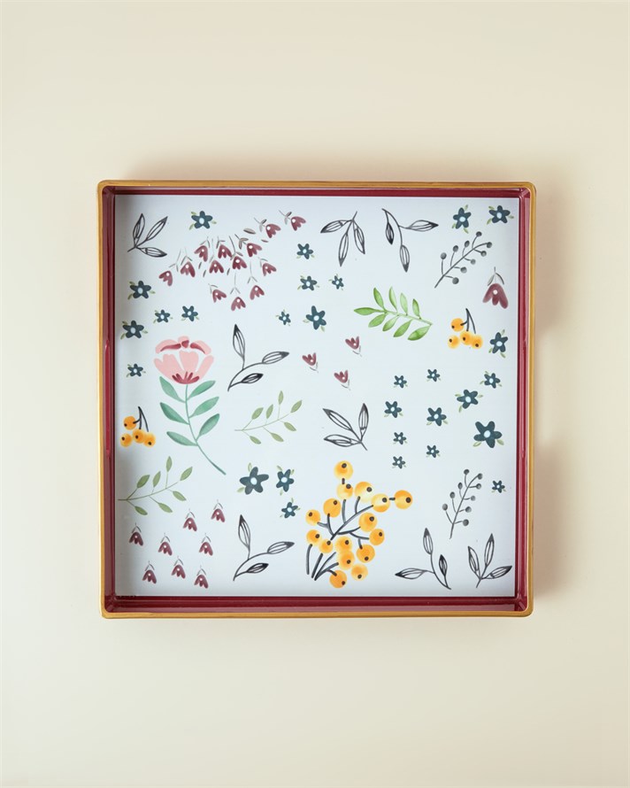 Nostalgic Country PP Tepsi 35,5x35,5 Cm Bordo