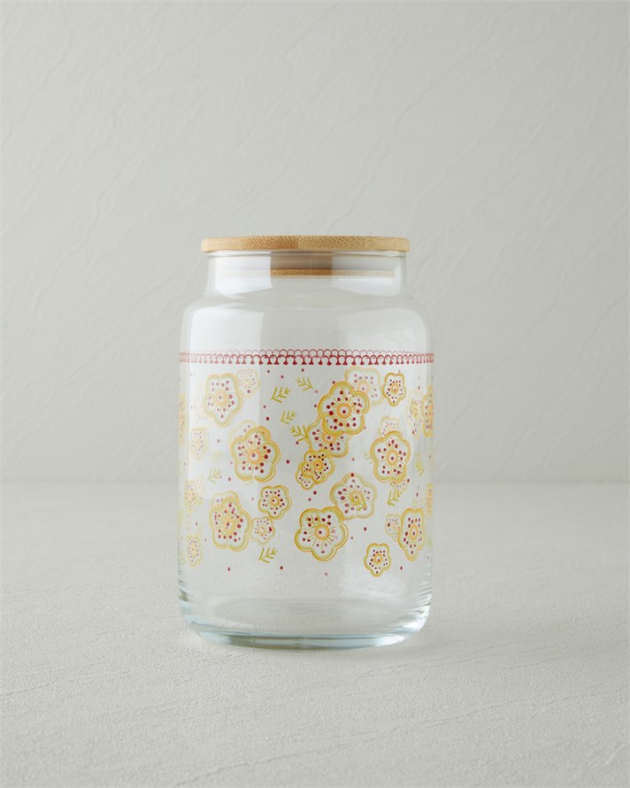 Nostalgic Serenity Cam Kavanoz 500 ml Kırmızı-Sarı