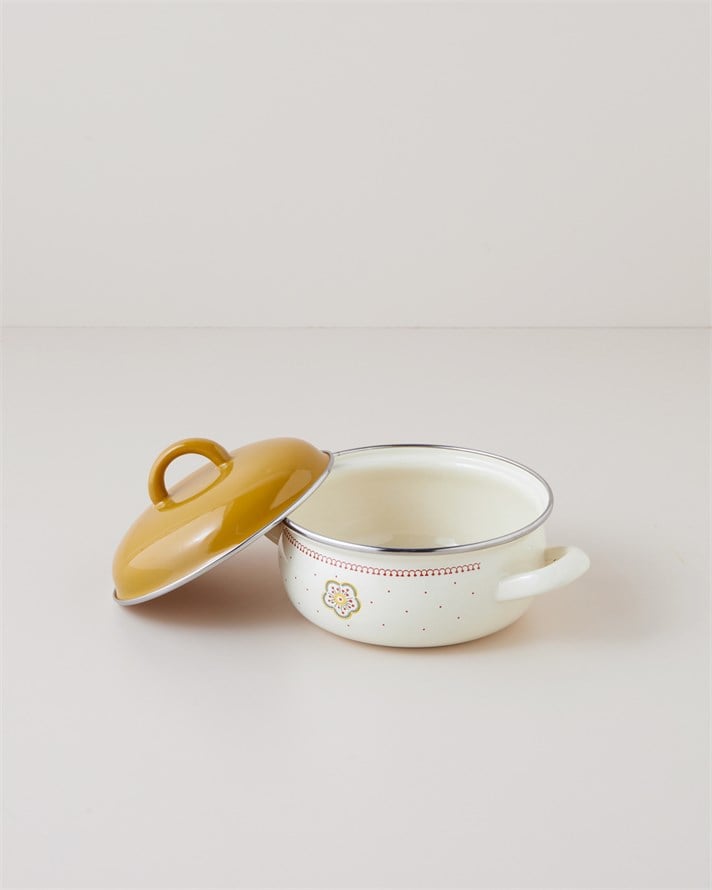 Nostalgic Serenity Emaye Mini Tencere 16 cm Hardal