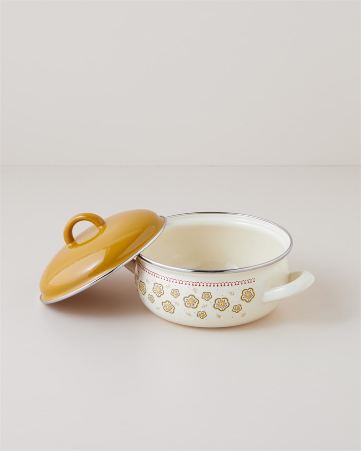 Nostalgic Serenity Emaye Mini Tencere 18 cm Hardal