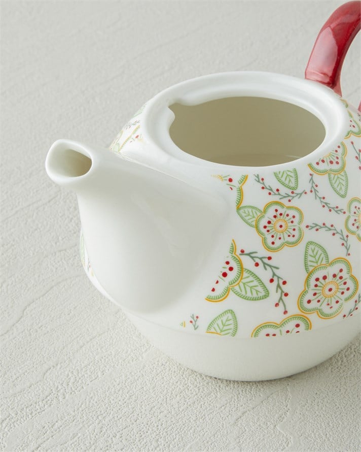 Nostalgic Serenity New Bone China Demlik Seti 380 – 260 ml Bordo – Hardal