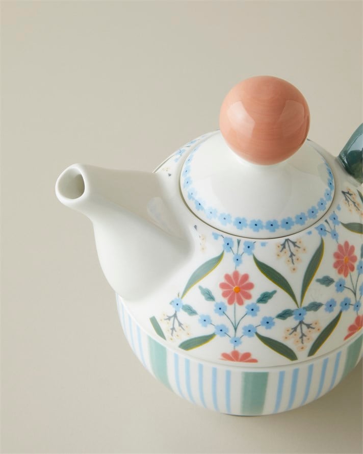 Nostalgic Whispers New Bone China Demlik Seti 380 – 260 ml Pembe - Yeşil