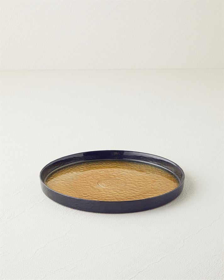 Nova Cam Pasta Tabağı 22 cm Siyah-Gold