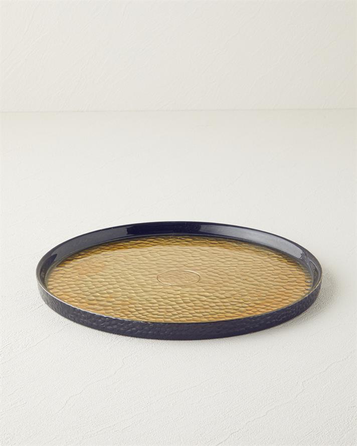 Nova Cam Servis Tabağı 28 cm Siyah-Gold