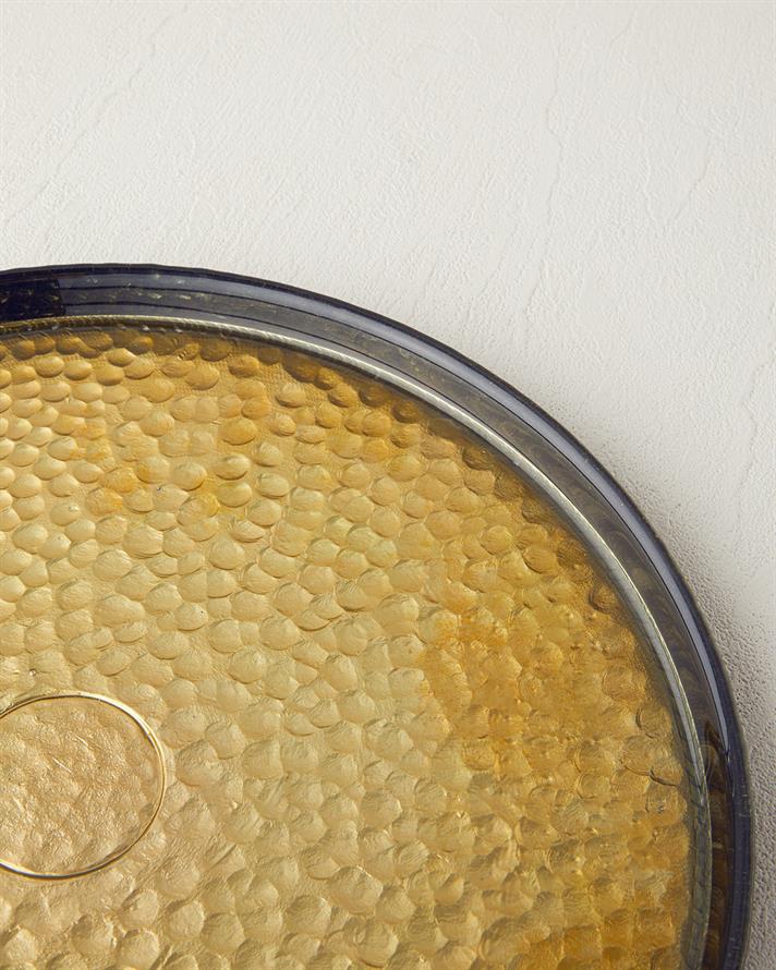 Nova Cam Servis Tabağı 28 cm Siyah-Gold