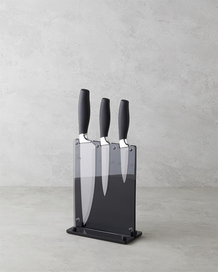 Novelda Paslanmaz Çelik 4 Parça Bıçak 35x23x15 cm Siyah