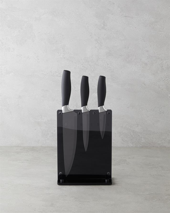 Novelda Paslanmaz Çelik 4 Parça Bıçak 35x23x15 cm Siyah