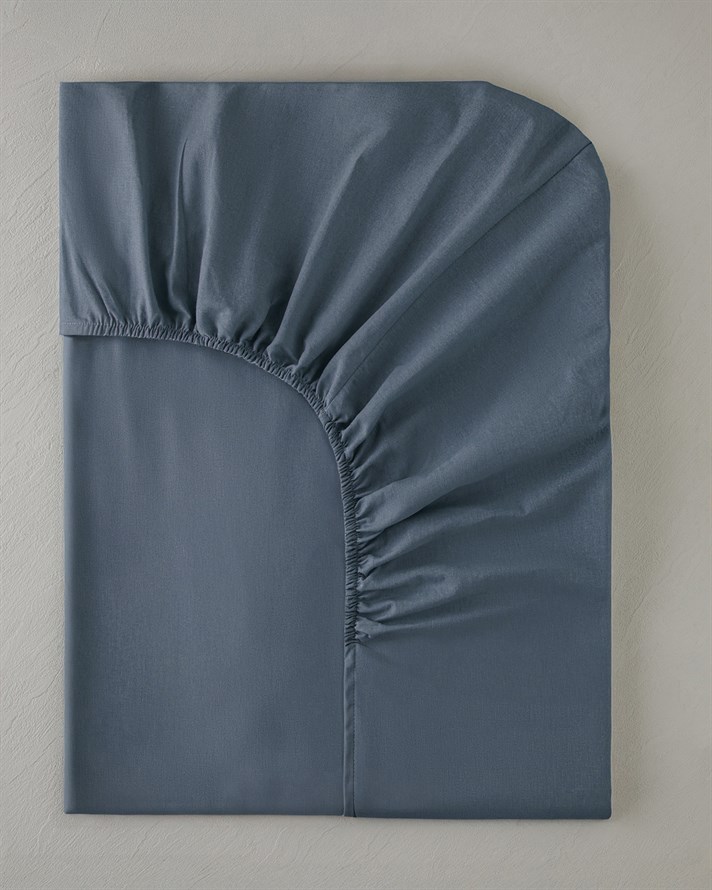 Novella Premium Pamuklu Çift Kişilik Lastikli Çarşaf 160x200 cm Denim Mavi