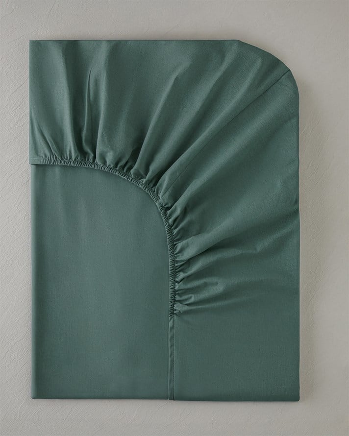 Novella Premium Pamuklu Çift Kişilik Lastikli Çarşaf 160x200 cm Koyu Seledon