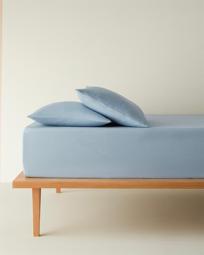 Novella Premium Pamuk Dokulu Çift Kişilik Lastikli Çarşaf Takımı 160x200 cm Mavi