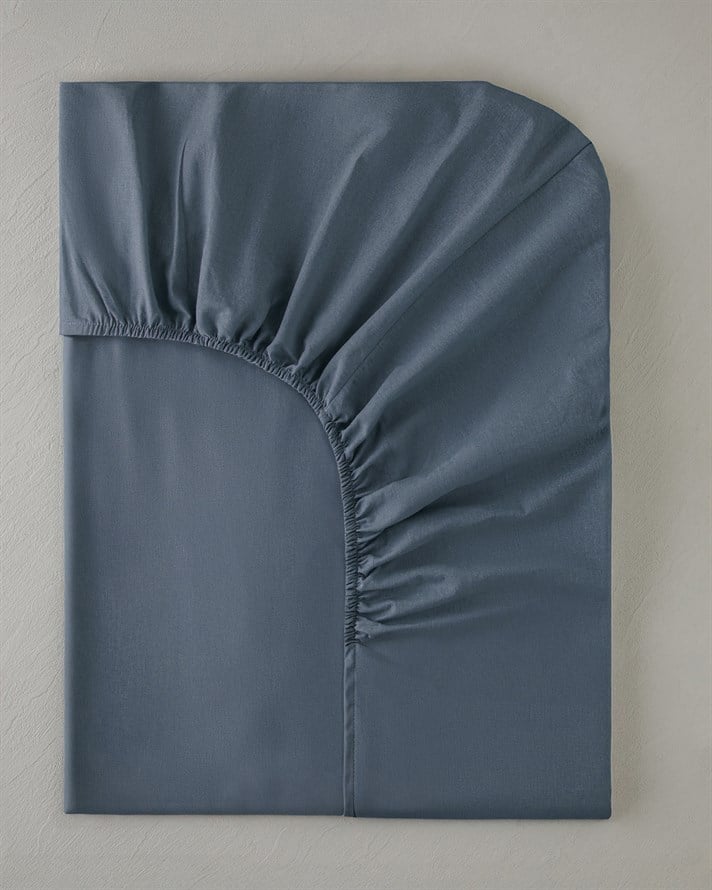 Novella Premium Pamuklu King Size Lastikli Çarşaf 180x200 cm Denim Mavi