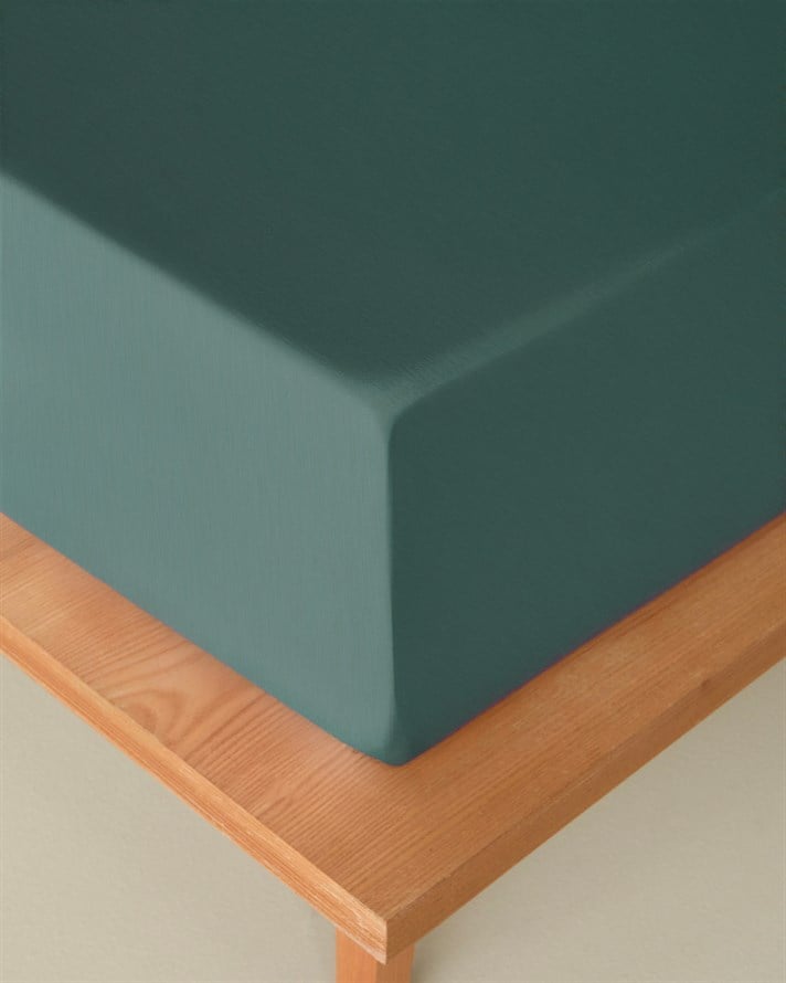 Novella Premium Pamuklu Tek Kişilik Plus Lastikli Çarşaf 120x200 cm Koyu Seledon