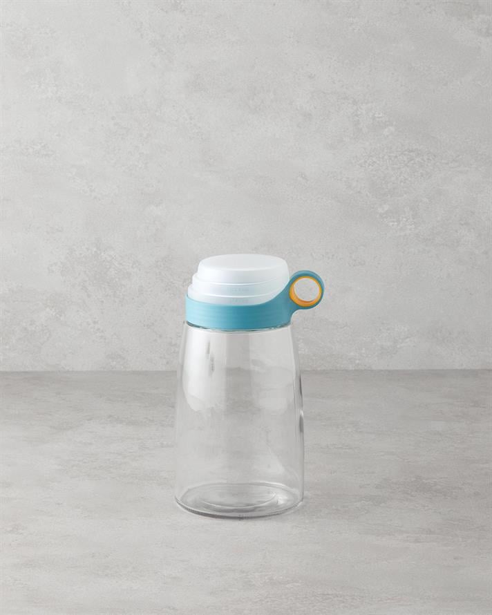 Novia Cam Ölçü Kaplı Kavanoz Mavi-Beyaz