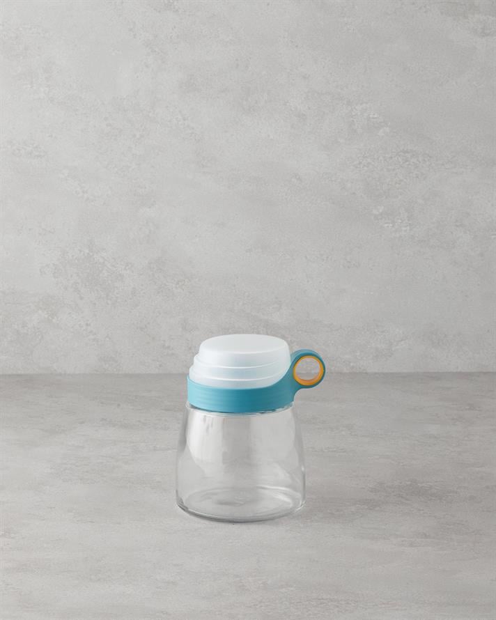 Novia Cam Ölçü Kaplı Kavanoz Mavi-Beyaz