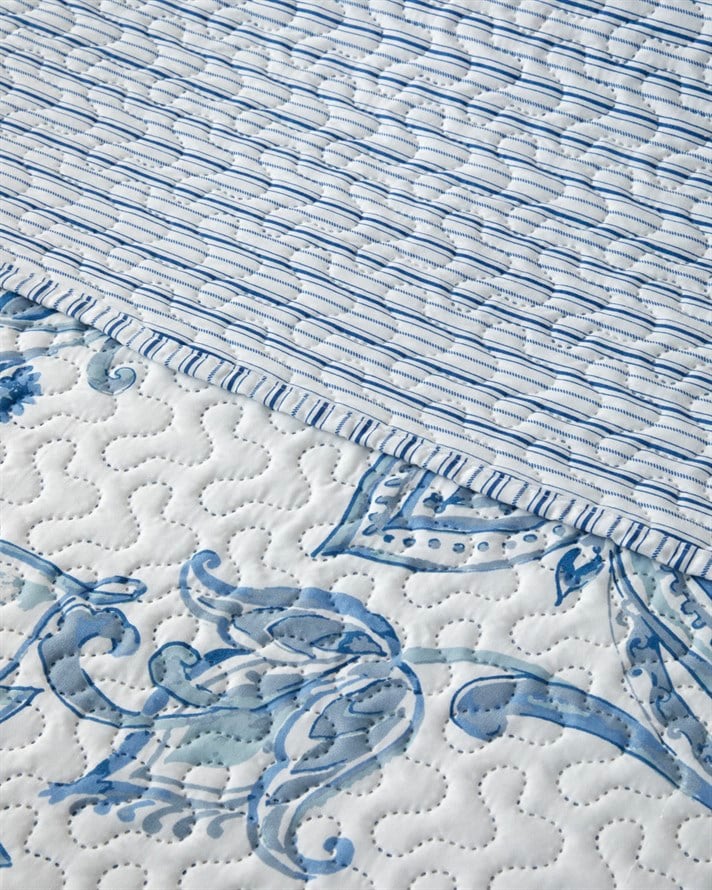 Nuit Paisley Çift Kişilik Yatak Örtüsü Takımı 200x220 cm Mavi