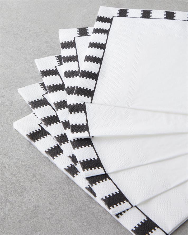 Nuvia Kağıt 20li Kağıt Peçete 33x33 cm Siyah - Beyaz