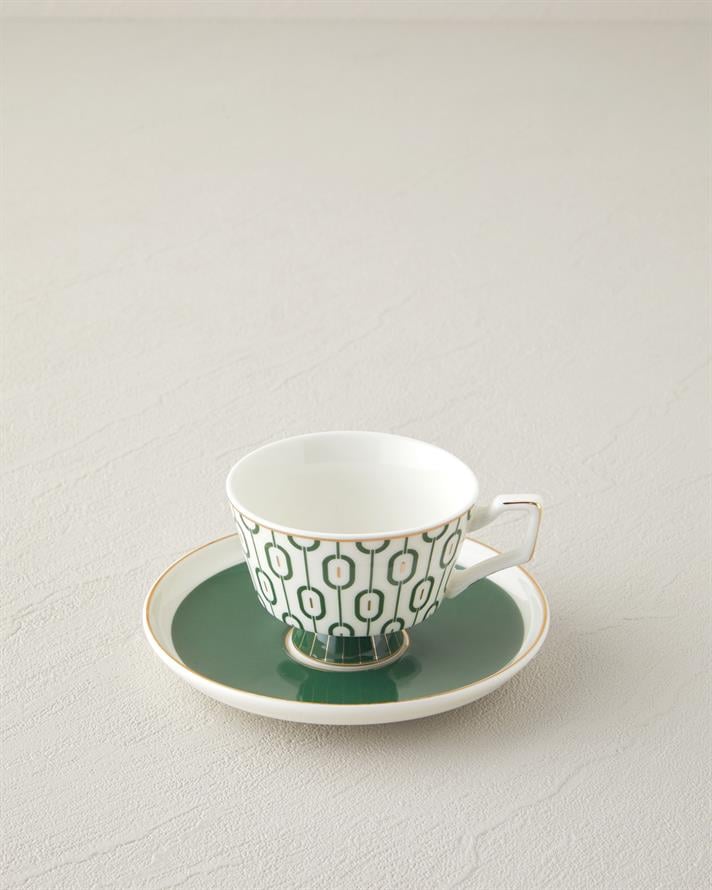 Octavia New Bone China 4 Parça 2 Kişilik Kahve Fincan Takımı 90 ml Koyu Yeşil