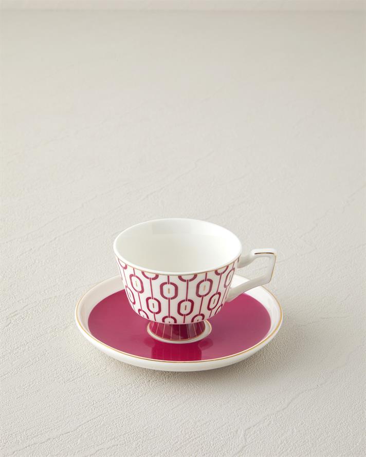Octavia New Bone China 4 Parça 2 Kişilik Kahve Fincan Takımı 90 ml Fuşya