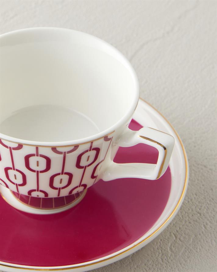 Octavia New Bone China 4 Parça 2 Kişilik Kahve Fincan Takımı 90 ml Fuşya
