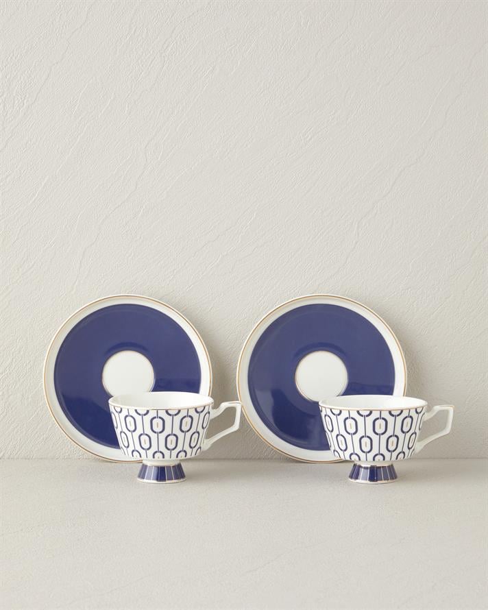 Octavia New Bone China 4 Parça 2 Kişilik Kahve Fincan Takımı 90 ml Lacivert