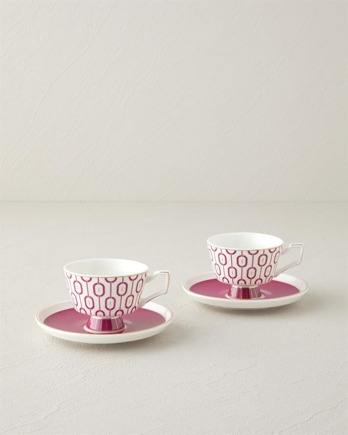 Octavia New Bone China 4 Parça 2 Kişilik Kahve Fincan Takımı 90 ml Fuşya