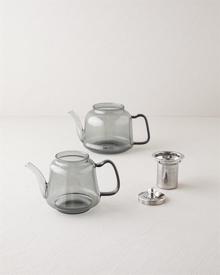 Odin Borosilikat Cam Çaydanlık 600-1200 ml Gri