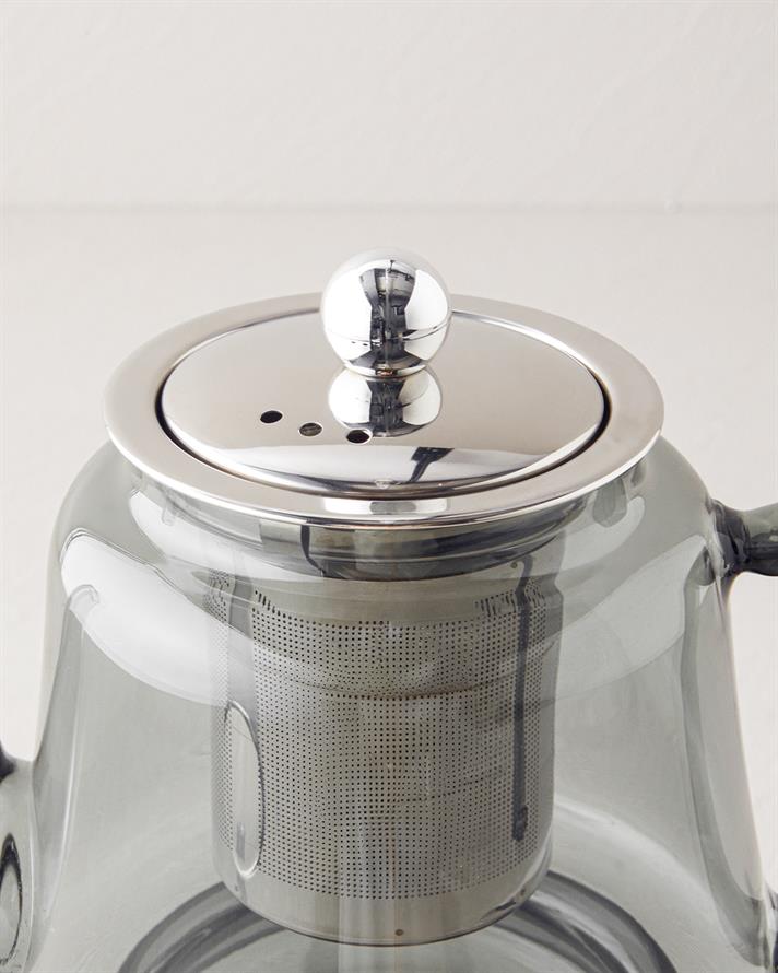 Odin Borosilikat Cam Çaydanlık 600-1200 ml Gri