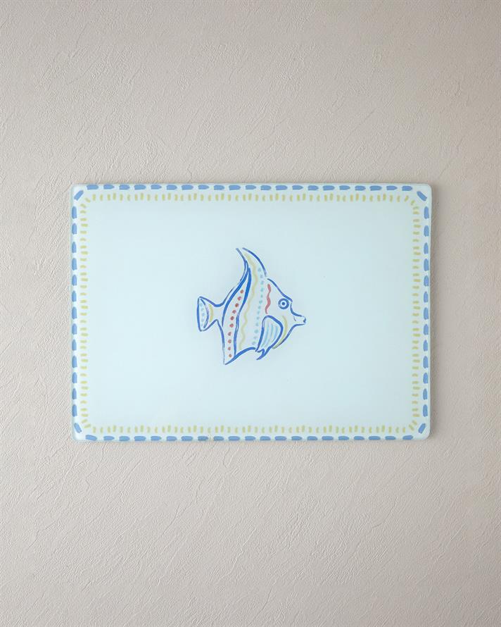 Oh La La Cam Kesme Tahtası Mavi-Beyaz