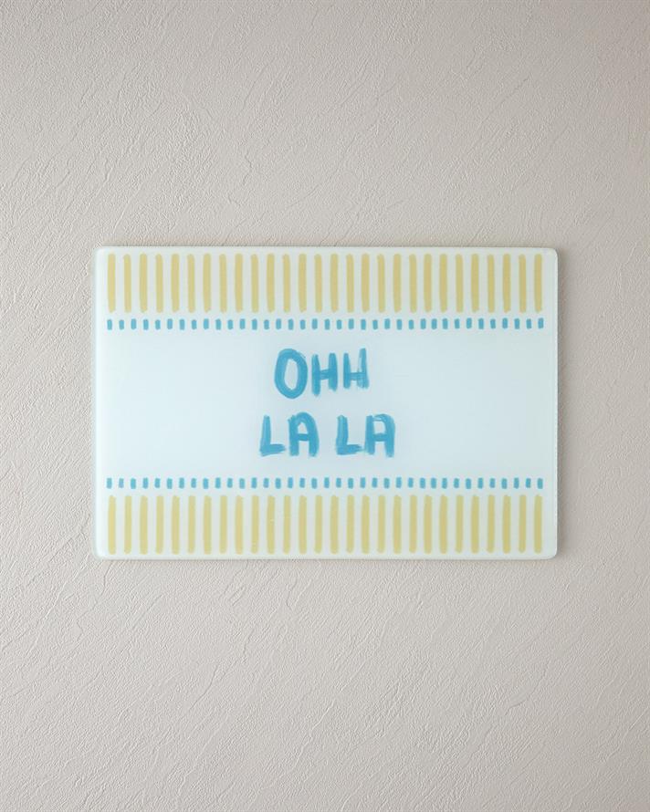 Oh La La Cam Kesme Tahtası Mavi-Beyaz