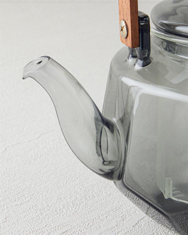 Olina Borosilikat Cam Demlik 800 ml Gri