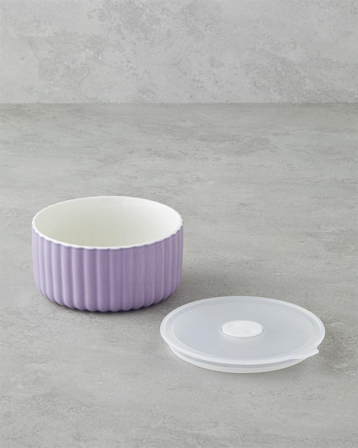 Oliver New Bone China 3lü Saklama Kabı 300 ml-600 ml-800 ml Lila-Lacivert-Krem