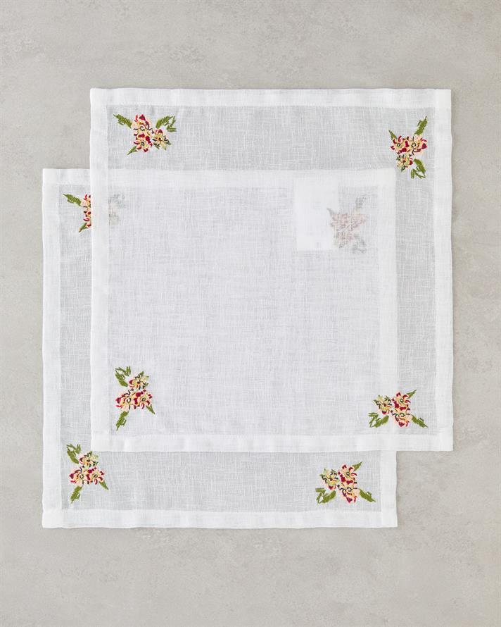 Opalin Polyester 2li Misafir Peçetesi 40x40 cm Beyaz - Kırmızı