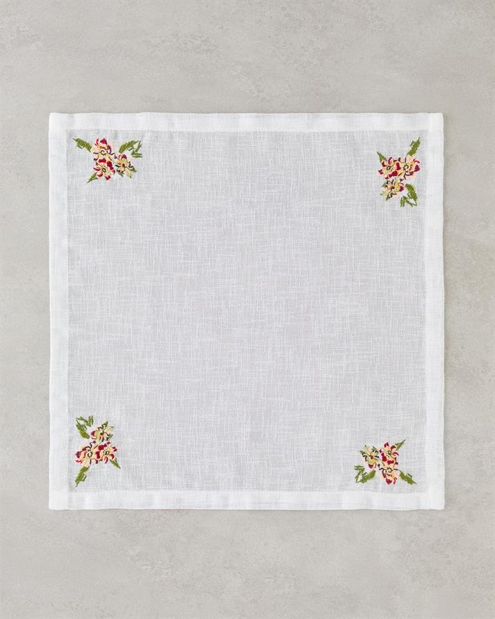 Opalin Polyester 2li Misafir Peçetesi 40x40 cm Beyaz - Kırmızı