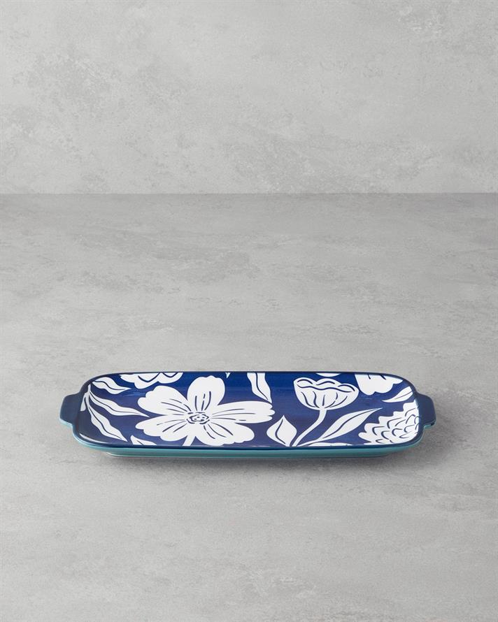 Ophelia Porselen Kayık Tabak Mavi-Beyaz