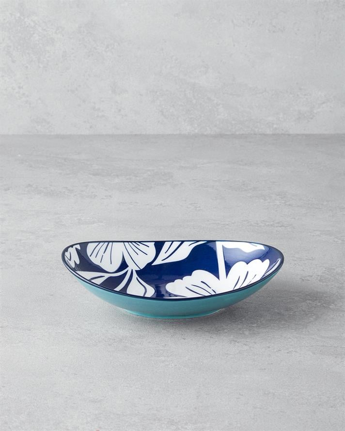 Ophelia Porselen Kayık Tabak Mavi-Beyaz