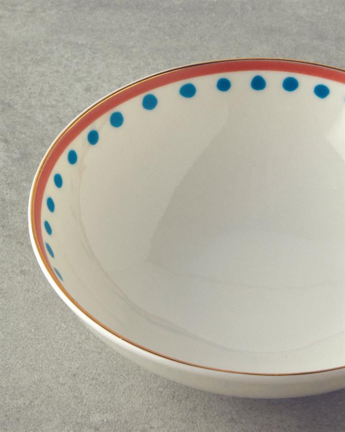 Orange Carny Bone Porselen Kase 15 cm Turuncu-Mavi
