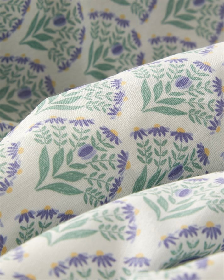 Ornament Petal Kolay Ütülenir Çift Kişilik Nevresim Seti 200x220 cm Lila-Yeşil